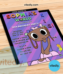 Dandy's World - Bassie Birthday Invitation with FREE Thank you card!