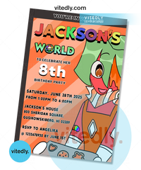 Dandy's World - Sprout Birthday Invitation with FREE Thank you card!