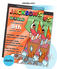 Dandy's World - Sprout Birthday Invitation with FREE Thank you card!