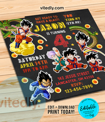Editable Dragon Ball Invitation | Editable Dragon Ball Z Birthday Invitation | INSTANT DOWNLOAD