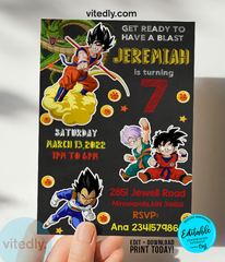 Editable Dragon Ball Invitation | Editable Dragon Ball Z Birthday Invitation