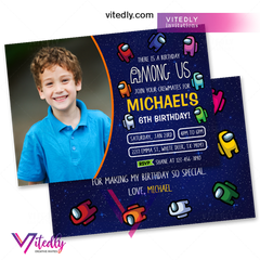Among us Invitation with Photo, Among Us Party Videogame, Birthday Invitation, Among Us Invitation