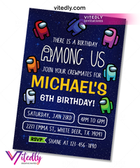Among Us Invitation Among Us Party Invitation, Birthday Invitation, Among Us Birthday Invitation, Video Game Invitation