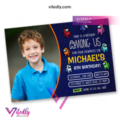 Among us Invitation with Photo, Among Us Party Videogame, Birthday Invitation, Among Us Invitation