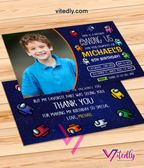 Among us Invitation with Photo, Among Us Party Videogame, Birthday Invitation, Among Us Invitation