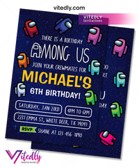 Among Us Invitation Among Us Party Invitation, Birthday Invitation, Among Us Birthday Invitation, Video Game Invitation