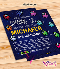 Among Us Invitation Among Us Party Invitation, Birthday Invitation, Among Us Birthday Invitation, Video Game Invitation