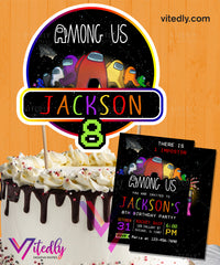 Among us invitation with Cake Topper