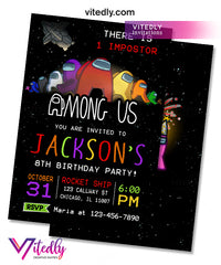 Among Us Birthday Invitation Among Us Party Videogame, Birthday Invitation, Among Us Invitation