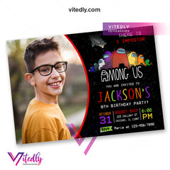 Among Us Invitation, Among Us Birthday Invitation with Photo, Among Us Birthday