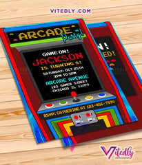 Arcade Invitation, Arcade Birthday Party Invitations, Arcade Birthday Invitations
