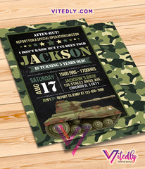 Army Invitation, Army Birthday Invitation, Military Invitation
