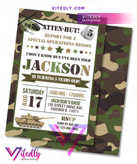 Army Invitation, Army Birthday Invitation, Military Invitation