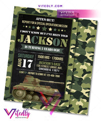 Army Invitation, Army Birthday Invitation, Military Invitation