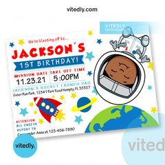 Astronaut Birthday Invitation with FREE Thank You Card