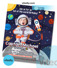 Astronaut Theme Birthday Invitation, Astronaut Invitation with Face