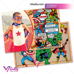 Avengers Comics Invitation, Avengers Birthday Invitation, Avengers Invitation with Photo