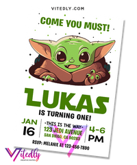 Baby Yoda Birthday Invitation