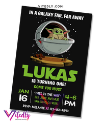 Baby Yoda Birthday Invitation
