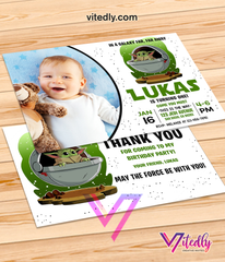 Baby Yoda Invitation with Photo, Baby Yoda Birthday Invitation