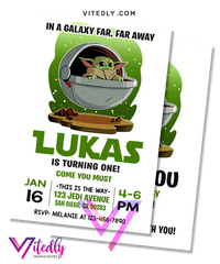 Baby Yoda Birthday Invitation