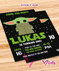 Baby Yoda Birthday Invitation Mandalorian