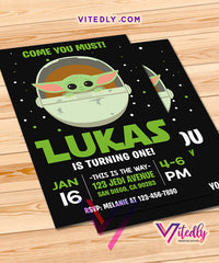 Baby Yoda the Mandalorian Birthday Invitation