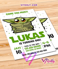 Baby Yoda Birthday Invitation Mandalorian