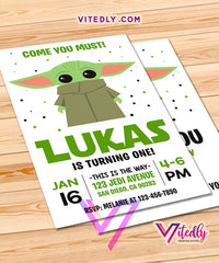 Baby Yoda Birthday Invitation