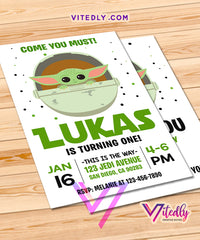 Baby Yoda the Mandalorian Birthday Invitation