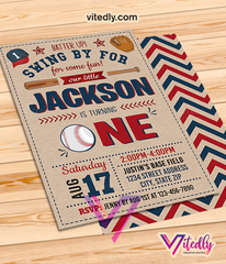 Baseball Birthday Invitation, first birthday