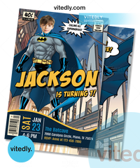Batman Invitation with Custom Face, Batman Birthday Invitation, Batman Invitation