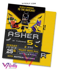Batman LEGO Birthday Invitation