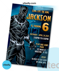 Black Panther Invitation, Black Panther Birthday Party, Superhero Invitation with FREE Thank You Card