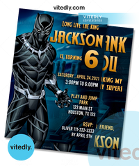 Black Panther Invitation, Black Panther Birthday Party, Superhero Invitation with FREE Thank You Card