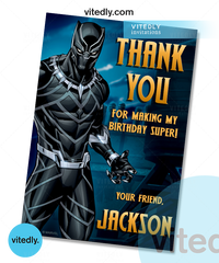Black Panther Invitation, Black Panther Birthday Party, Superhero Invitation with FREE Thank You Card