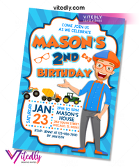Blippi Invitation with FREE Thank you card