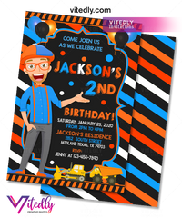 Blippi Invitation, Blippi Birthday Invitation