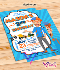 Blippi Birthday Invitation with FREE Thank you card