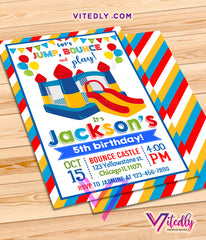 Bounce House Invitation for boys, Bounce Castle Invitation for boys, Jump Invitation for boys, Bounce Party