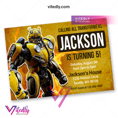 BumbleBee Birthday Invitation, Transformers Invitation