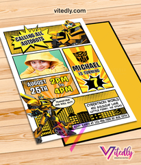 BumbleBee Invitation with Photo, Transformers Birthday Invitation