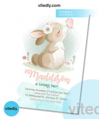Bunny Birthday Invitation | Rabbit Invitation