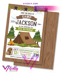 Camping Invitation, Camping Birthday Invitation, Hiking Invitation