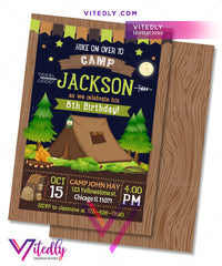 Camping Invitation, Camping Birthday Invitation, Hiking Invitation