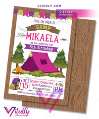 Camping Invitation, Camping Birthday Invitation, Camping Party, Sleepover Invite