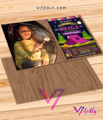 Camping Birthday Invitation for girls, Camping Invitation for girls