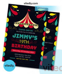 Circus Invitations, Carnival Birthday Invitations, Carnival Party, Circus Party Invitations