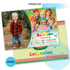 Cocomelon Birthday Invitation with Photo, Cocomelon Invitation, Cocomelon Invite, Cocomelon Party Invitation