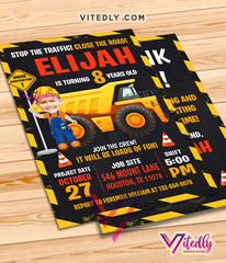 Construction Birthday Invitations